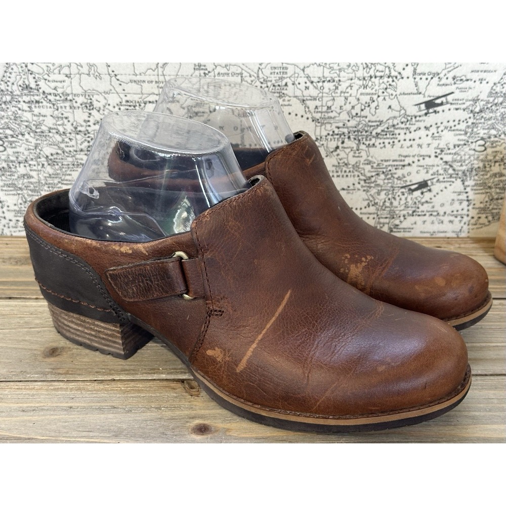 Merrell Shiloh Slide Mules Boho Leather Womens 8.5 Brown Oak Excellent